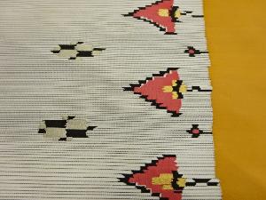 アンティーク　横段に更紗模様織出し名古屋帯